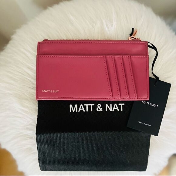 Matt & Nat Loom‎ Vegan Leather Wallet, Clutch. Zip Top, Purple/Pink, Mauve NWT - Picture 1 of 12